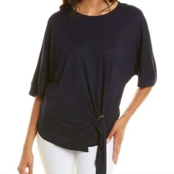 Ted Baker Womens Navy Blue IIsobel Drape Jersey T-Shirt Sz 3 - Picture 6 of 15